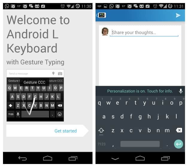 Android L teclado
