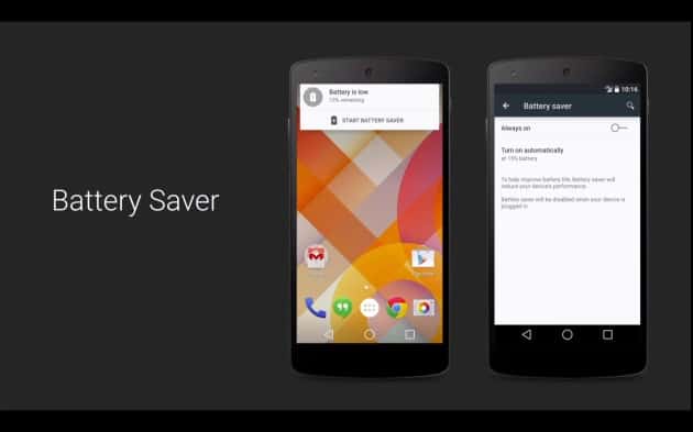 android 5.0 lollipop batery saver