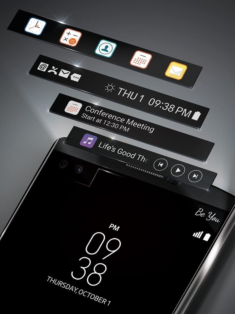 LG V10 trás nova tela secundária para economizar energia