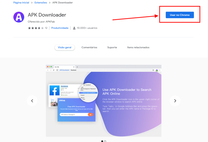 extensão do APK Downloader para Google Chrome e Edge