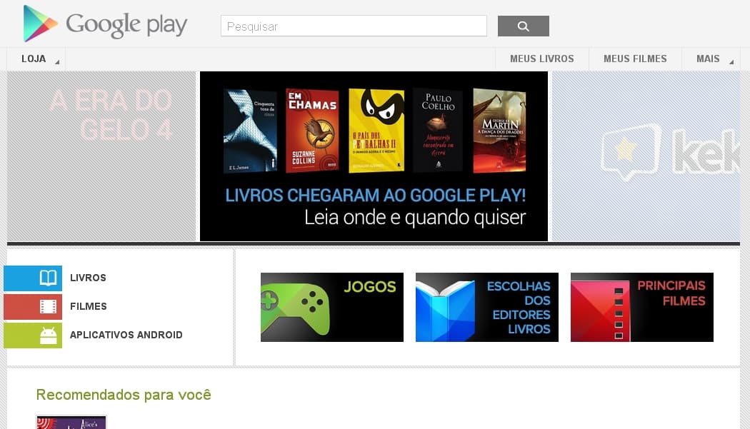 Google Play com livros e filmes agora no Brasil 1