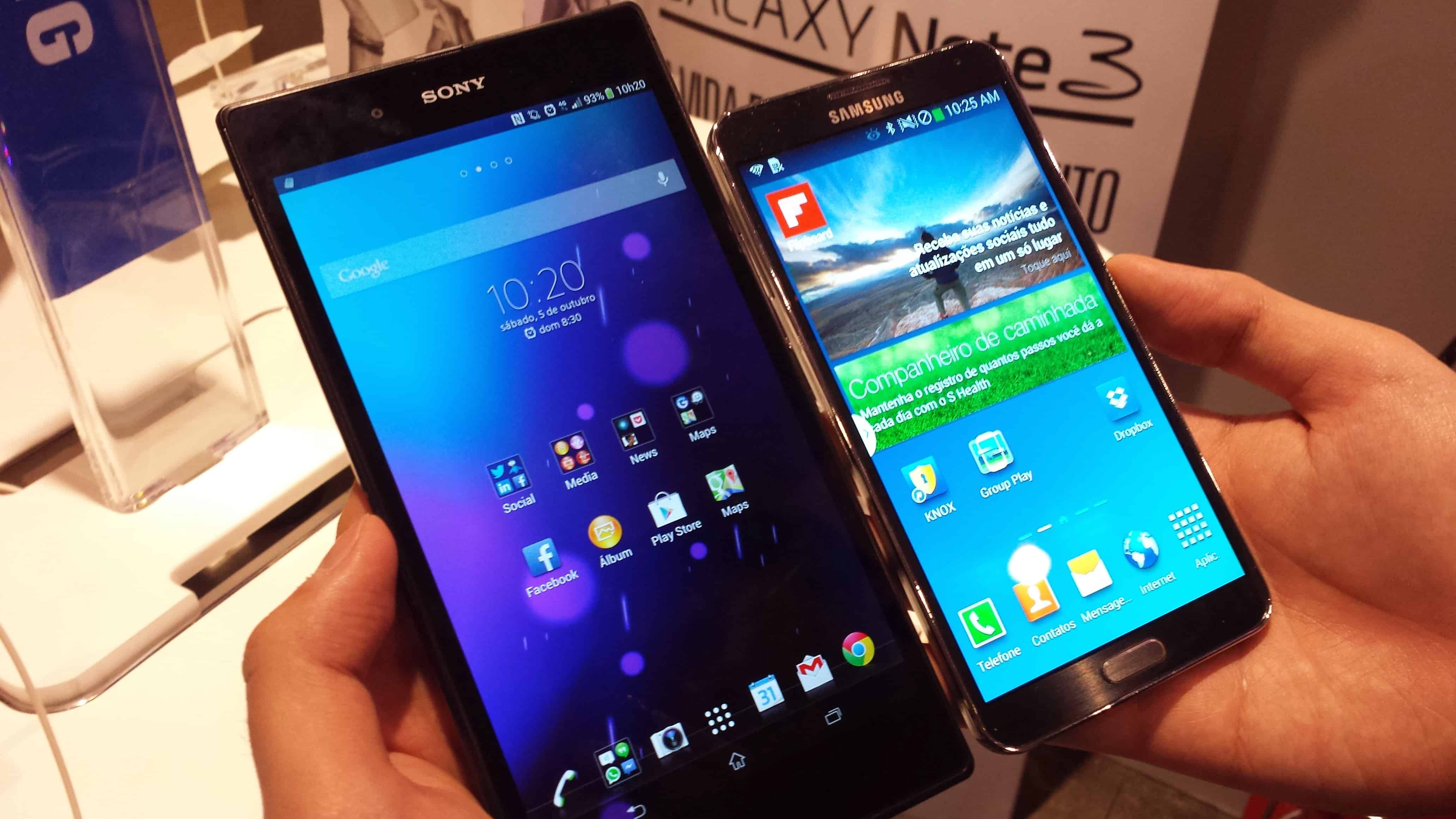 Vídeo compara o Galaxy Note 3 vs Xperia Z ultra 1