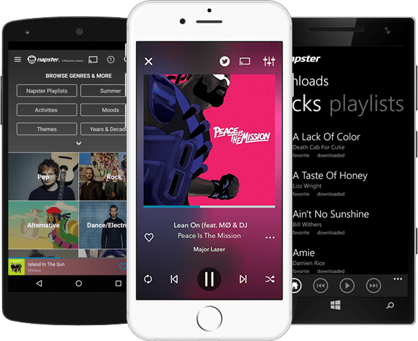 Napster melhores aplicativos de música para android