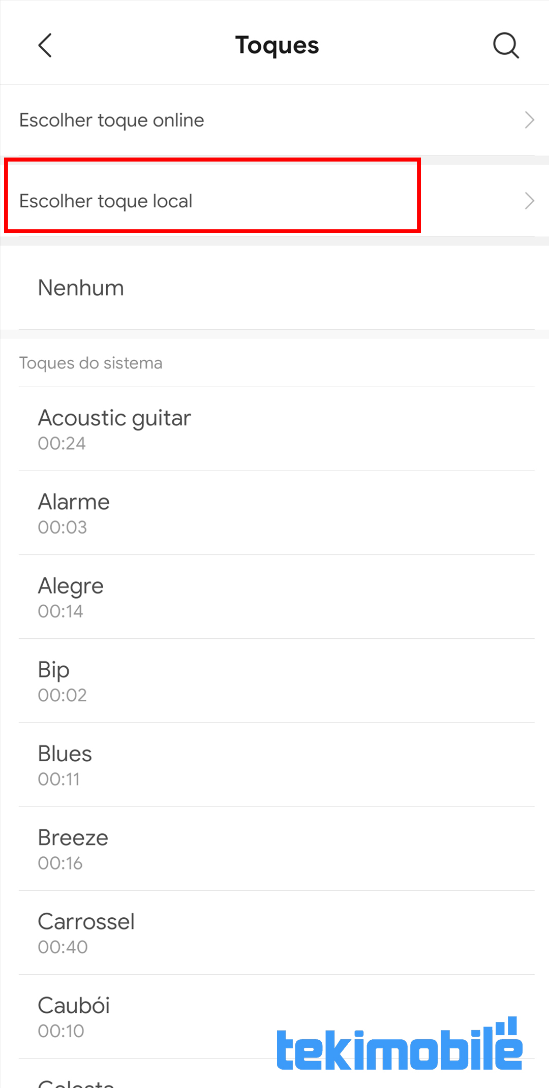 Como colocar uma música como toque no celular Android 3