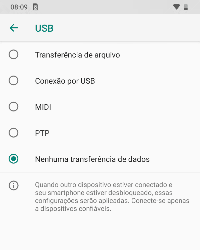 Como deixar conexão USB padrão como transferência de arquivos no Android 4