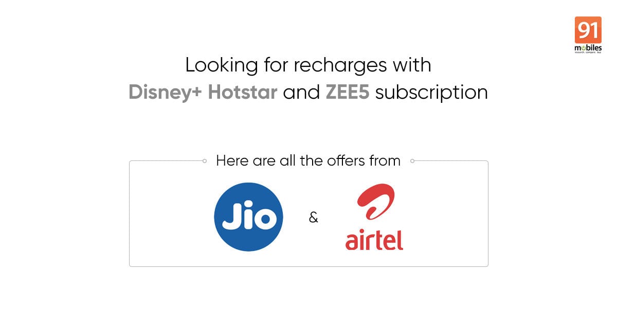 Melhores planos de recarga pré-pagos da Reliance Jio e Airtel com assinaturas Disney Plus Hotstar e ZEE5 gratuitas