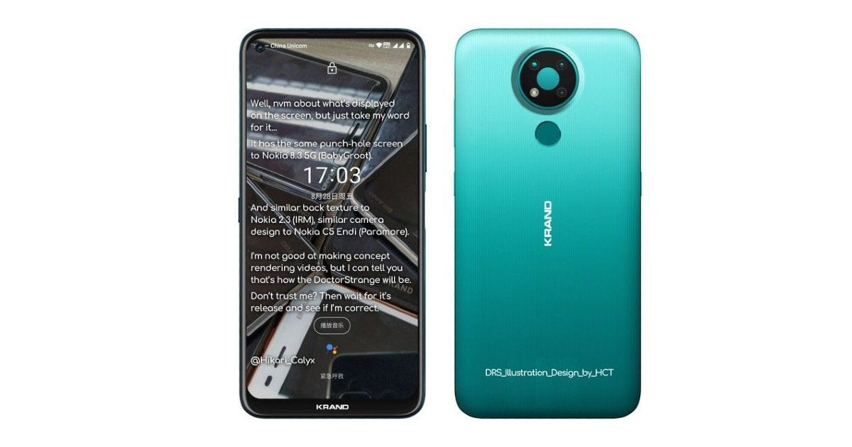 Nokia 3.4 (Doctor Strange) com vazamento de renderização revela design, câmera perfurante e muito mais