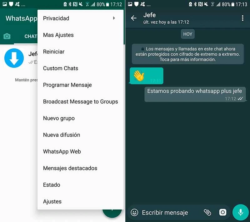 WhatsApp GB Plus funções do aplicativo