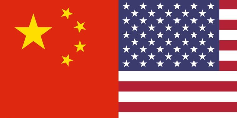 The Chinese and U.S. flags