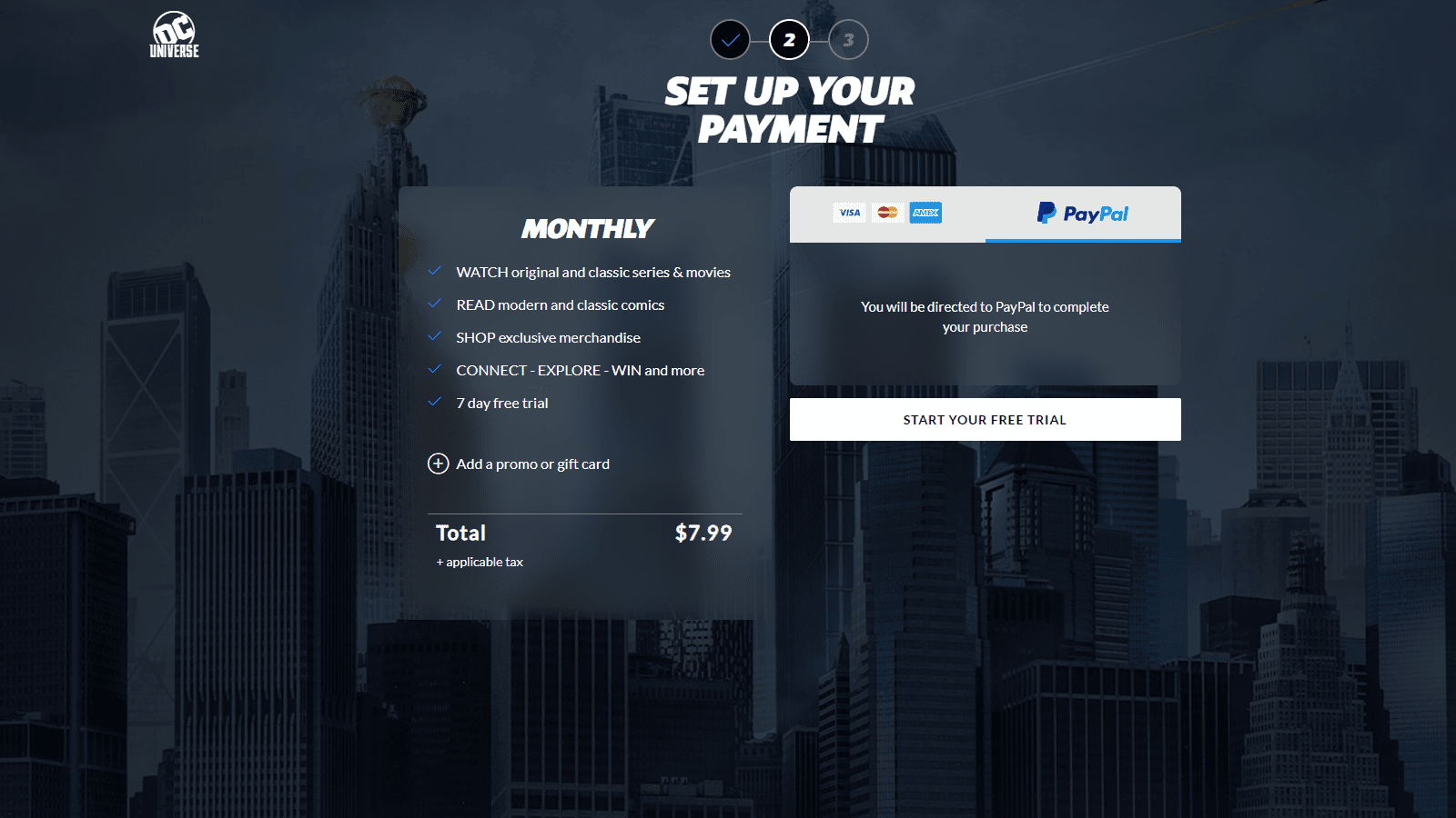 DC Universe PayPal