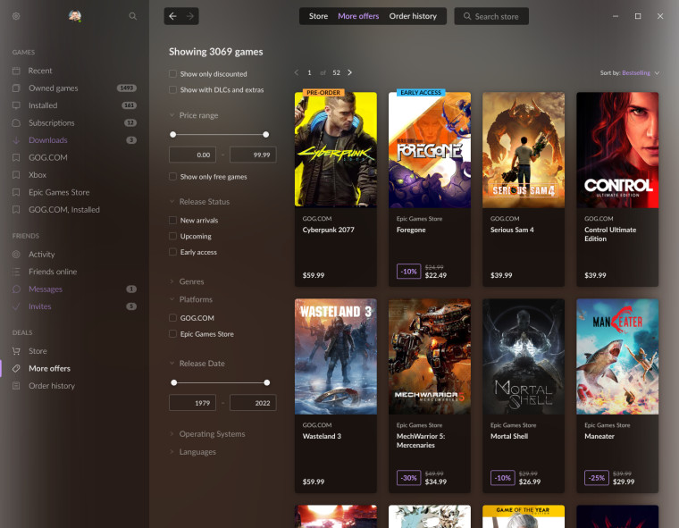 GOG Galaxy 2.0 está se expandindo para permitir a compra de jogos em diferentes lojas 1