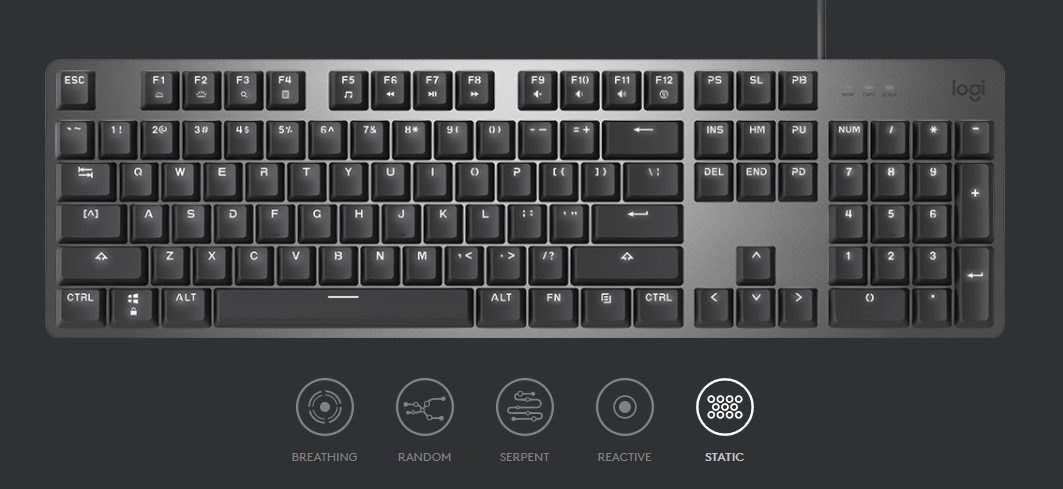 Luz de fundo iluminada do teclado Logitech K845