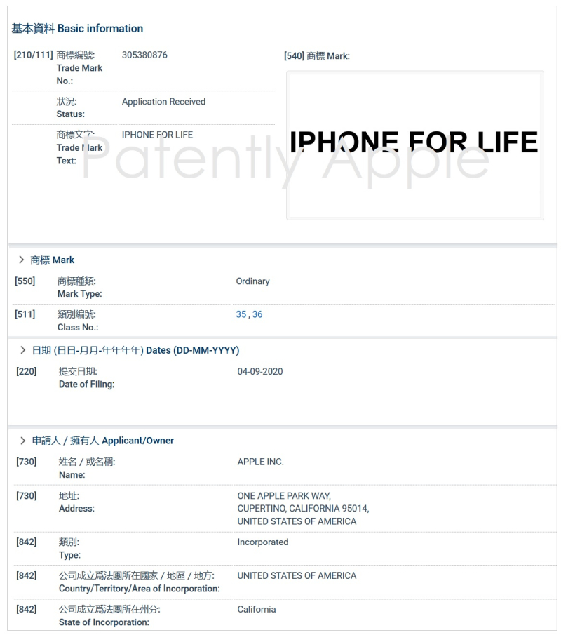 Apple registra uma marca chamada "iPhone for Life" em Hong Kong 1