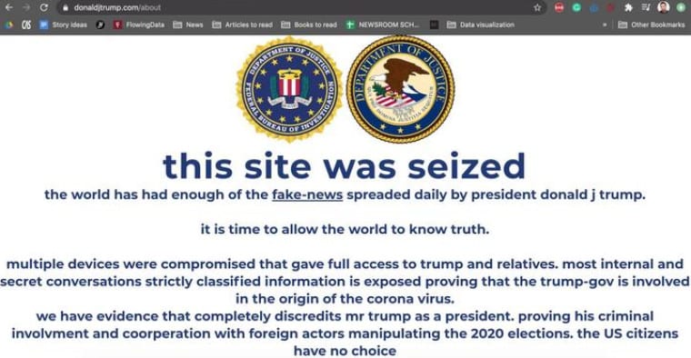 Site da campanha Trump brevemente desfigurado por hackers