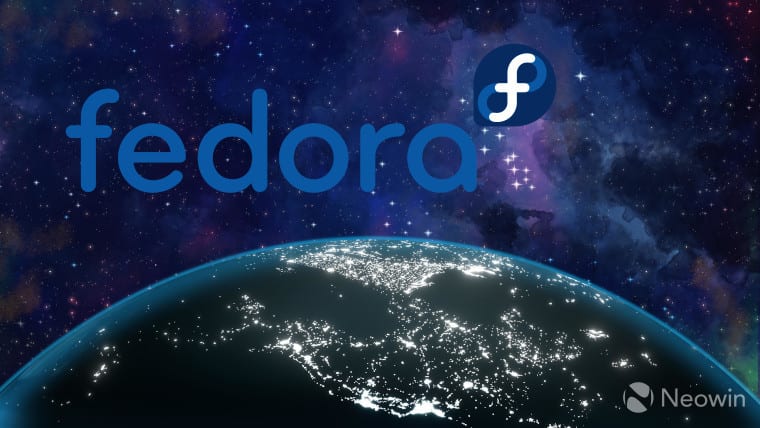 The new Fedora wallpaper with the Fedora logo added