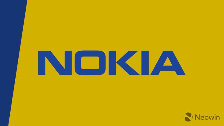 The Nokia logo on a yellow and blue background