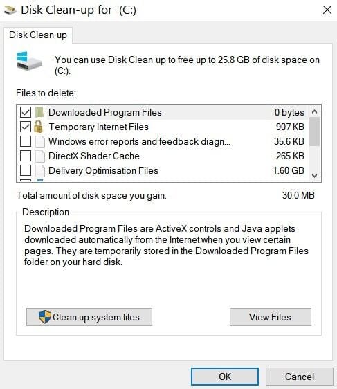Limpeza de disco do Windows 10