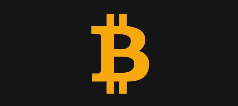 A bitcoin logo variant on a black background
