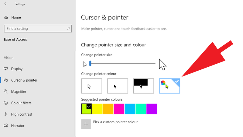 Como alterar o cursor do mouse no Windows: cor do ponteiro