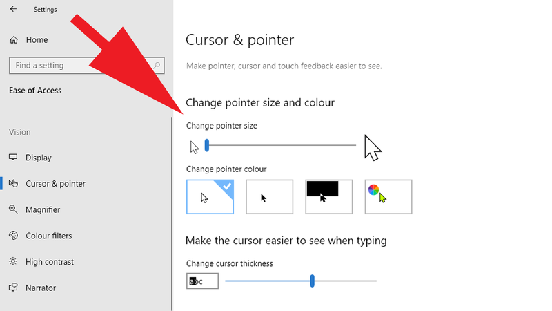 How-to-change-mouse-cursor-in-Windows: Pointer Size