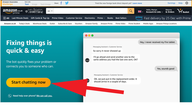 Como entrar em contato com a Amazon UK: Comece a conversar