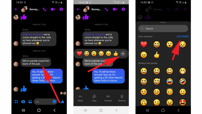 Como personalizar o emoji de reação no Facebook Messenger: Barra de favoritos