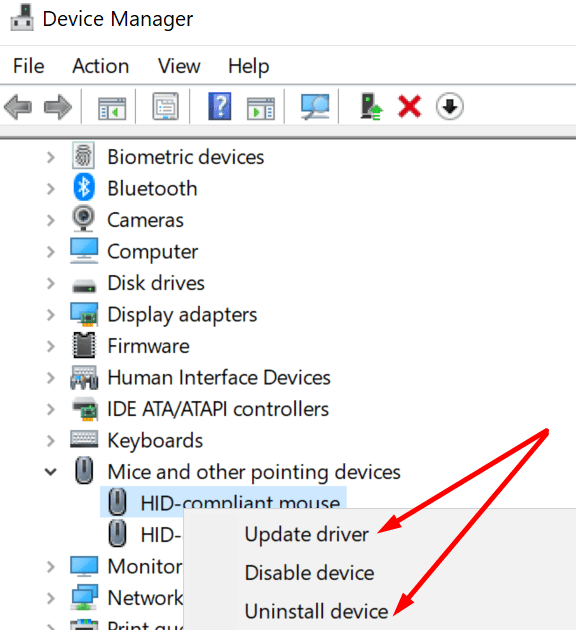 Microsoft Teams: rolagem do mouse não funciona 8 atualizar, reinstalar o driver do mouse