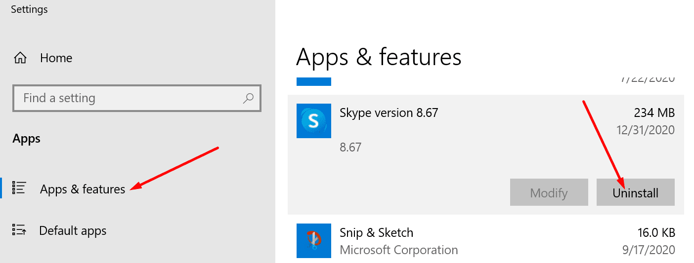 remover aplicativo skype