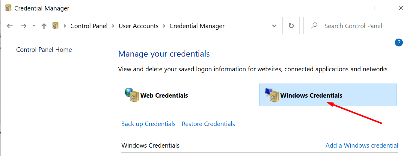 Windows credenciais pc
