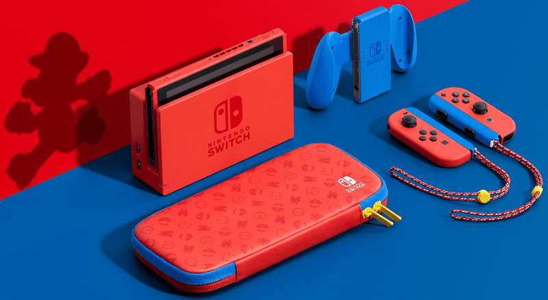 nintendo switch mario red and blue edition console