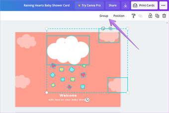 Como agrupar elementos no canva 3