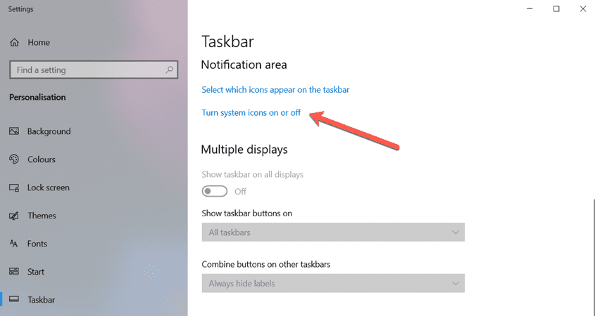 Configurações da barra de tarefas do Windows 10