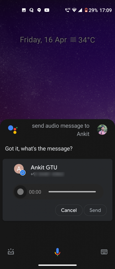 Como enviar mensagens de áudio com Google Assistente 6