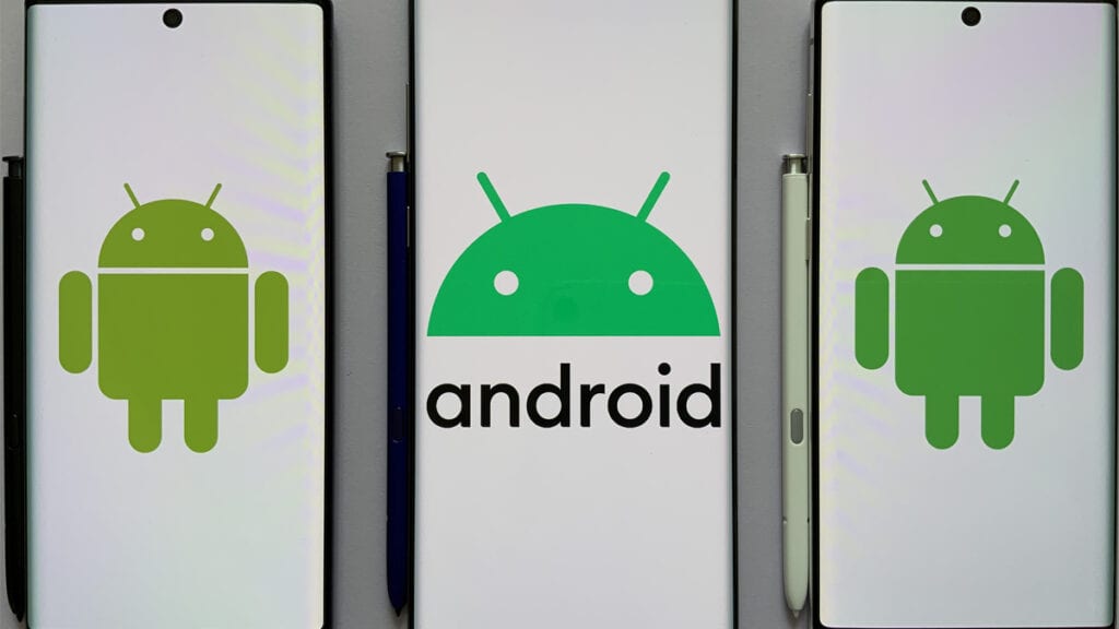 Na imagem vemos alguns celulares com android