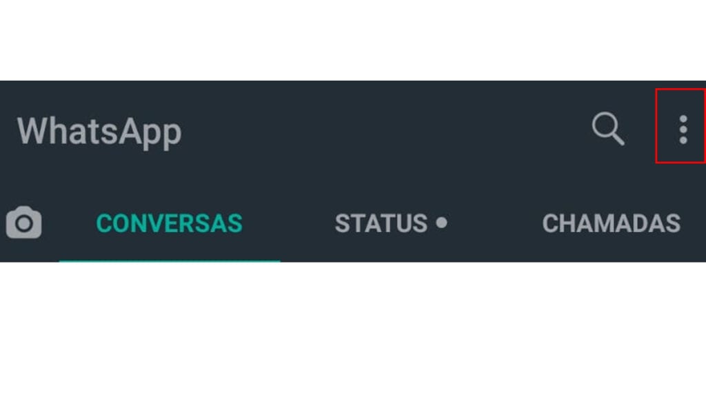 Na imagem vemos o menu de três pontos do WhatsApp