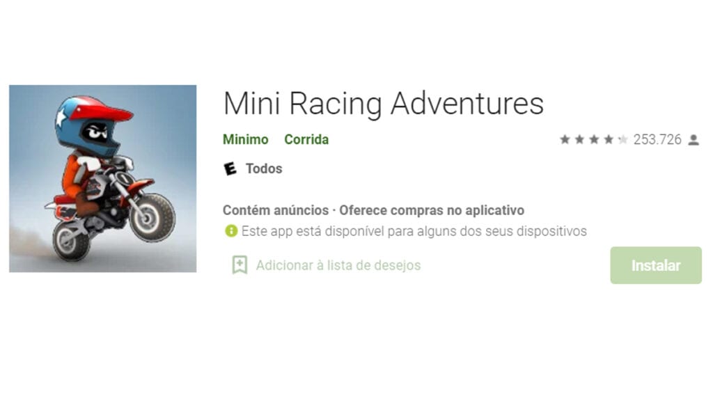 Mini Racing adventures é um jogo simples e divertido de moto