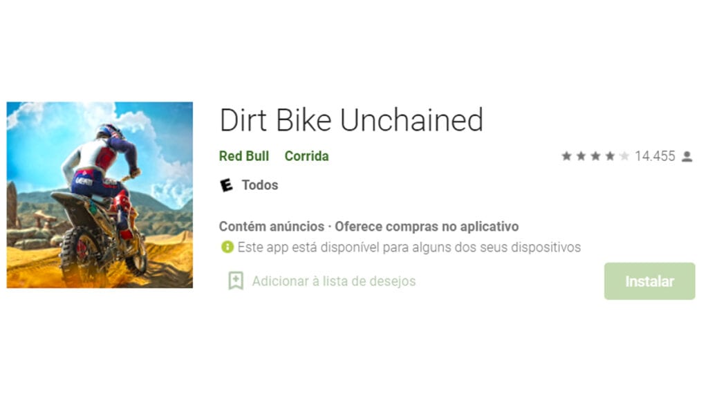 Dedicado a corridas motocross na lama o dirt bike possui lindos gráficos