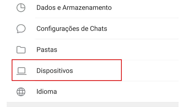 Ainda no aplicativo procure a seção dispositivos nas configurações
