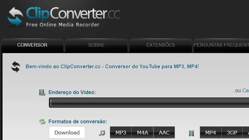 clipconverter opção online de conversor de música