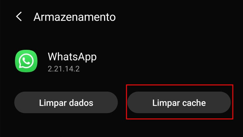 limpar cache pode ser a solução para o whatsapp voltar ao normal