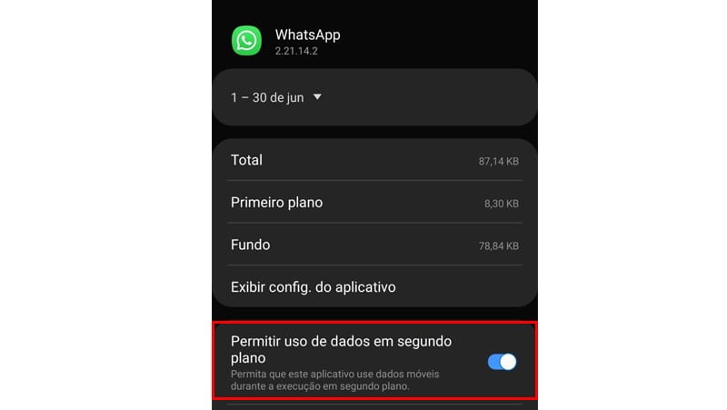 permita o uso de dados em segundo plano e a culpa não será do whatsapp fora do ar