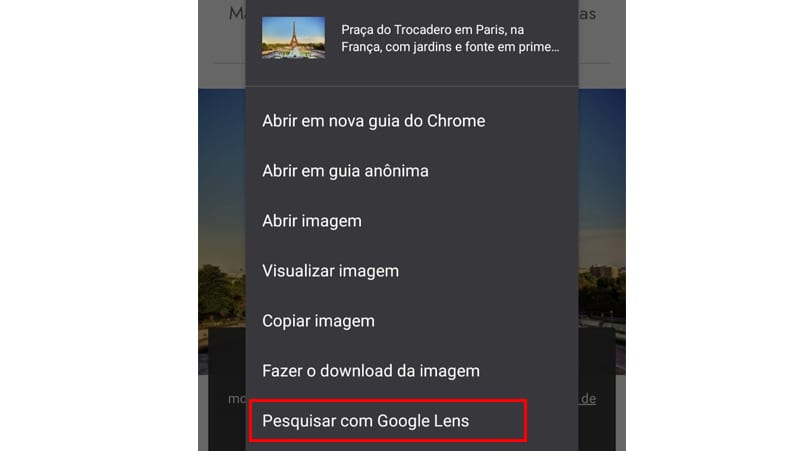 pesquisa por Google Lens no celular