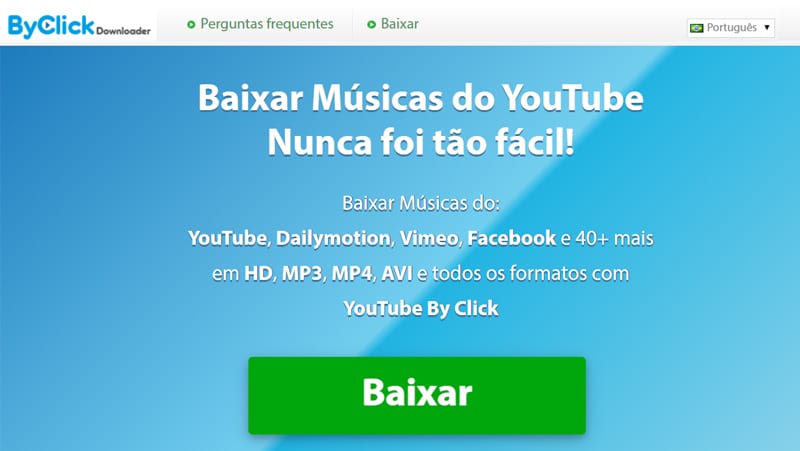 O Byclick downloader é um bom site para baixar vídeo facebook