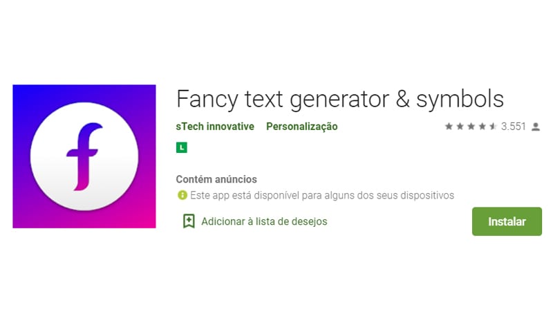 O Fancy texto generator possui uma variedade de fontes