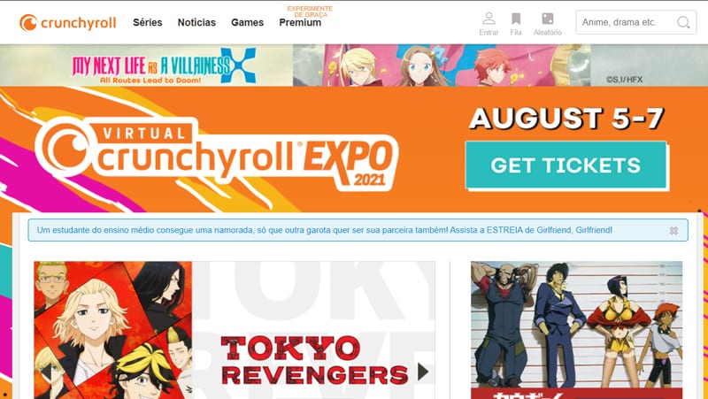 crunchyroll é uma opção para assistir animes
