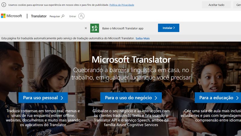 o Microsoft translator é uma boa alternativa de tradutor online