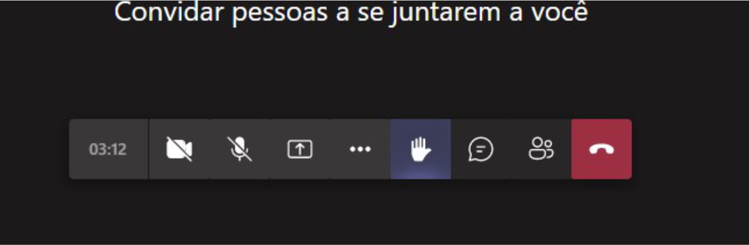 Mostrando como fica ao levantar a mão no Microsoft Teams web