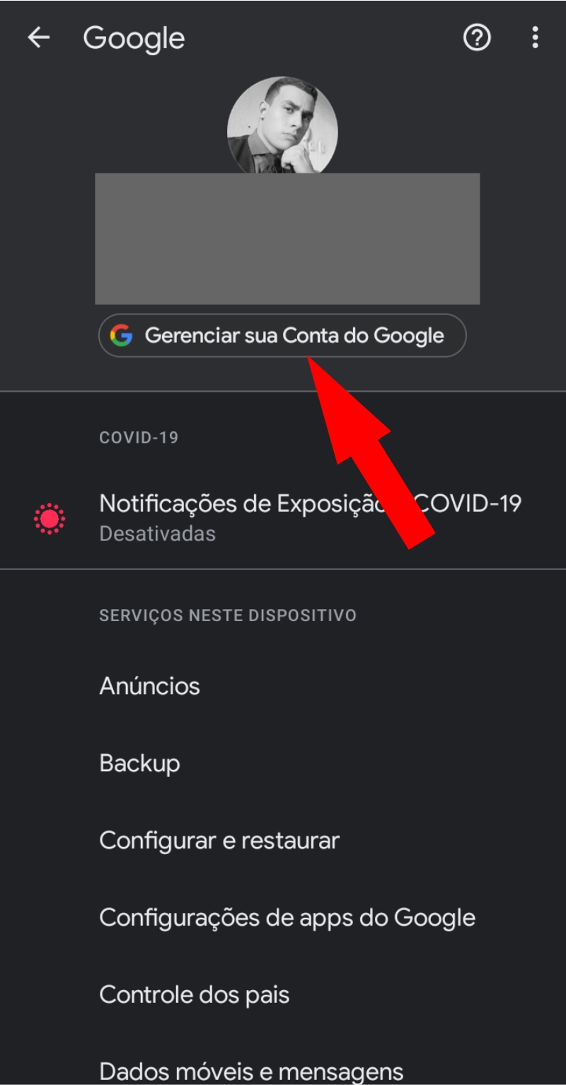 Gerenciar conta Google