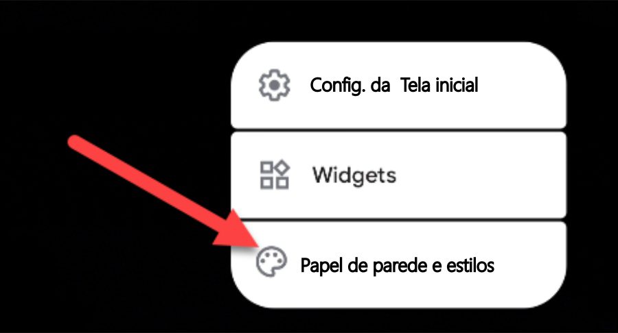 Imagem mostrando aonde tocar para trocar papel de parede no Android 12