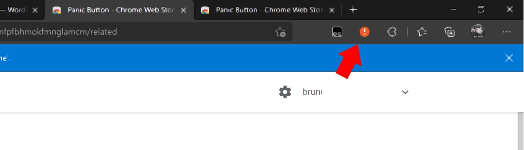 Para ocultar guias no Google Chrome, toque no Ícone do botão de pânico no canto superior direito.
